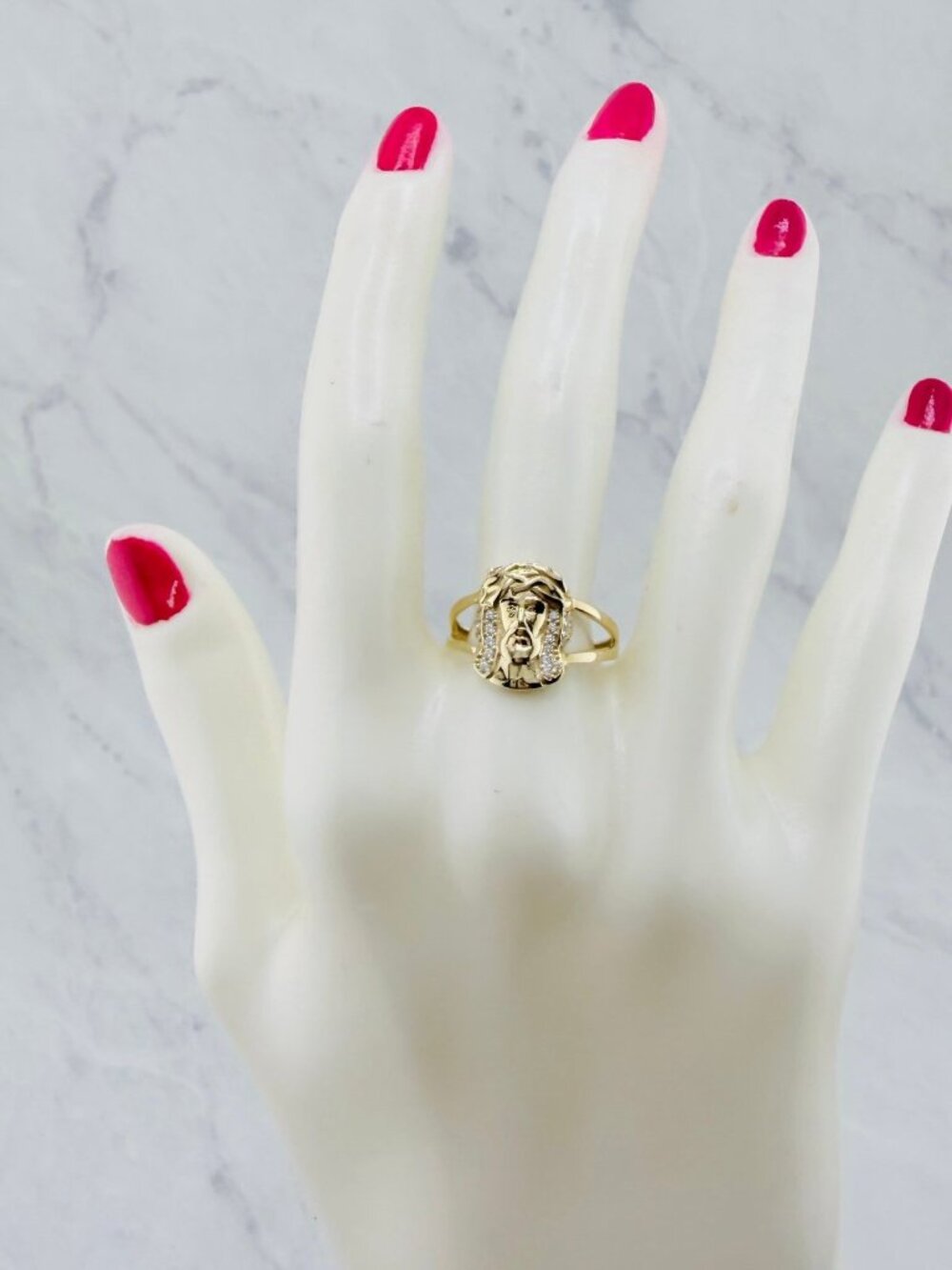 10k Gold Ring divine Jesus face - Anillo en Oro rostro divino